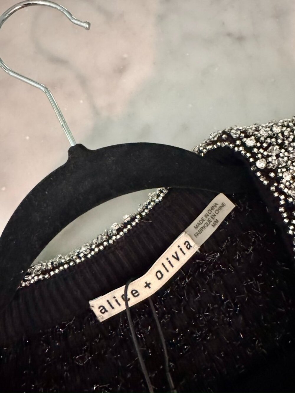 Alice + Olivia Akira Embellished Collar Cardigan — Black | Size M | NWT - Picture 7 of 8